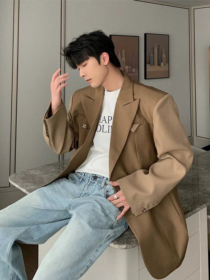Lapel Collar Single Suit Jacket