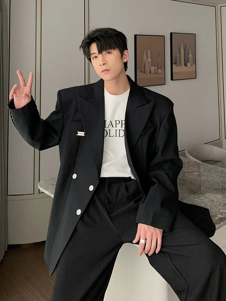 Lapel Collar Single Suit Jacket