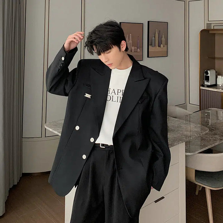Lapel Collar Single Suit Jacket