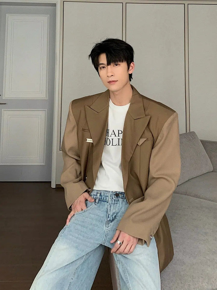 Lapel Collar Single Suit Jacket