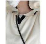 Lapel Contrast Color Sweater