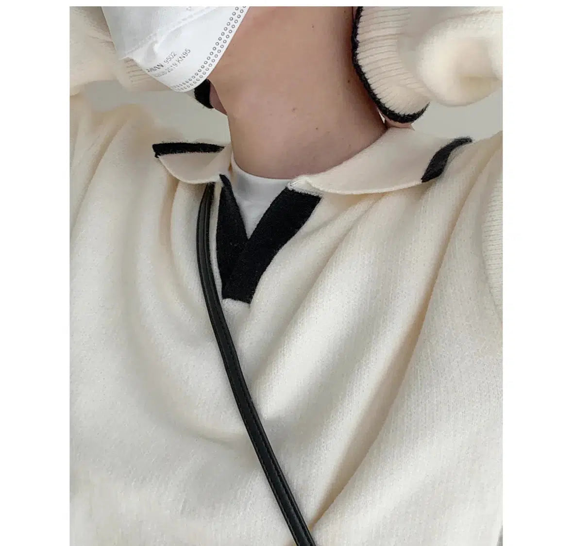 Lapel Contrast Color Sweater