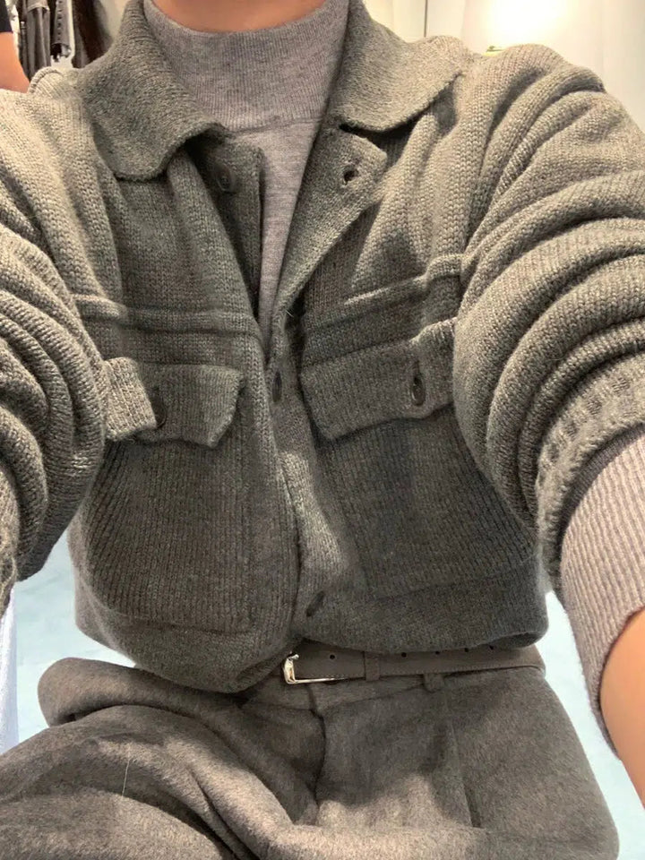 Lapel Knitted Cardigan