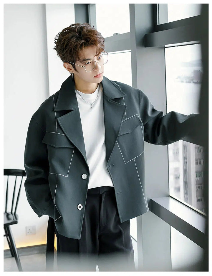 Lapel Pocket Casual Jacket