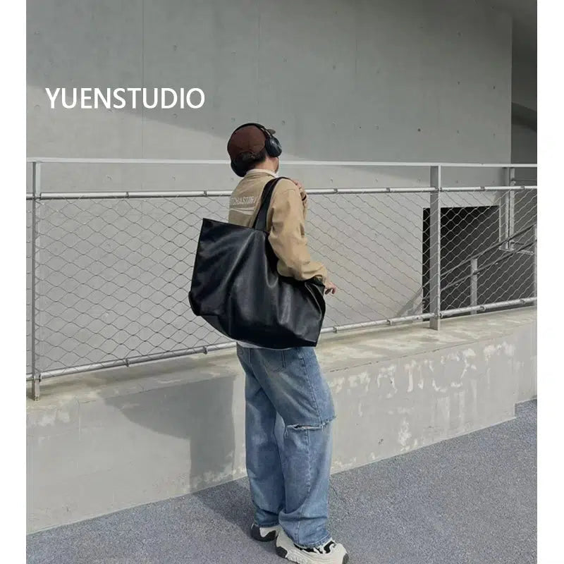 Large Faux Leather Tote Bag