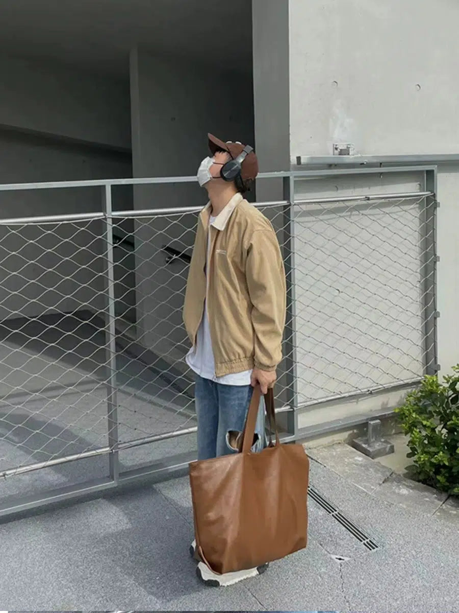 Large Faux Leather Tote Bag