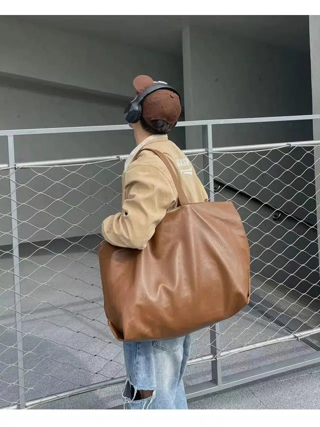 Large Faux Leather Tote Bag