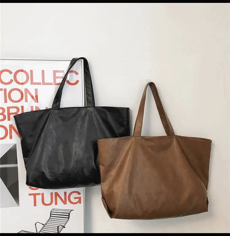 Large Faux Leather Tote Bag