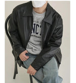 Large Pocket Black Leather Jacket