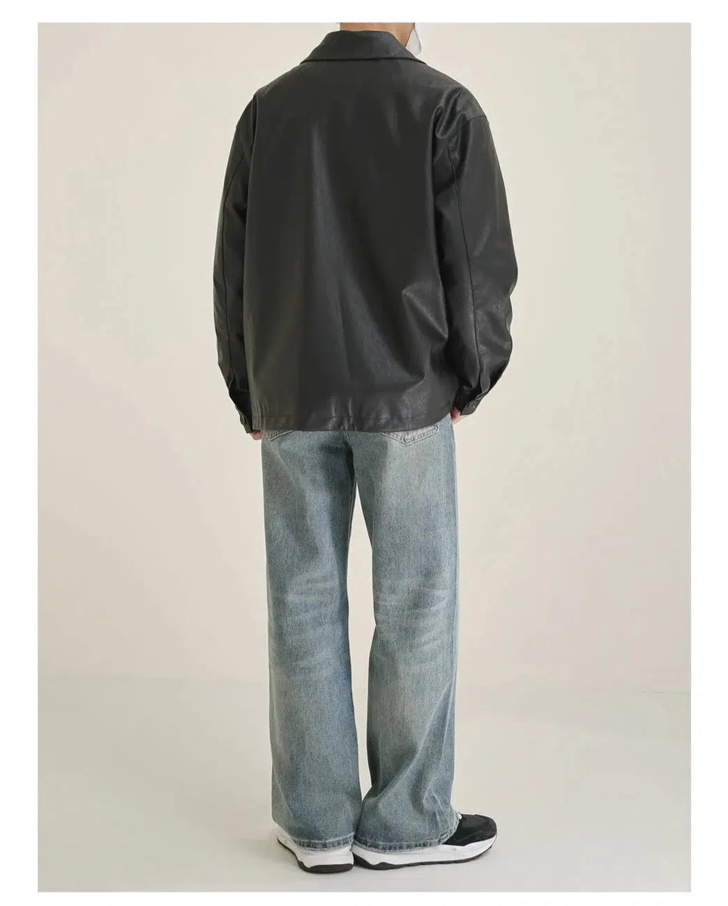 Large Pocket Black Leather Jacket