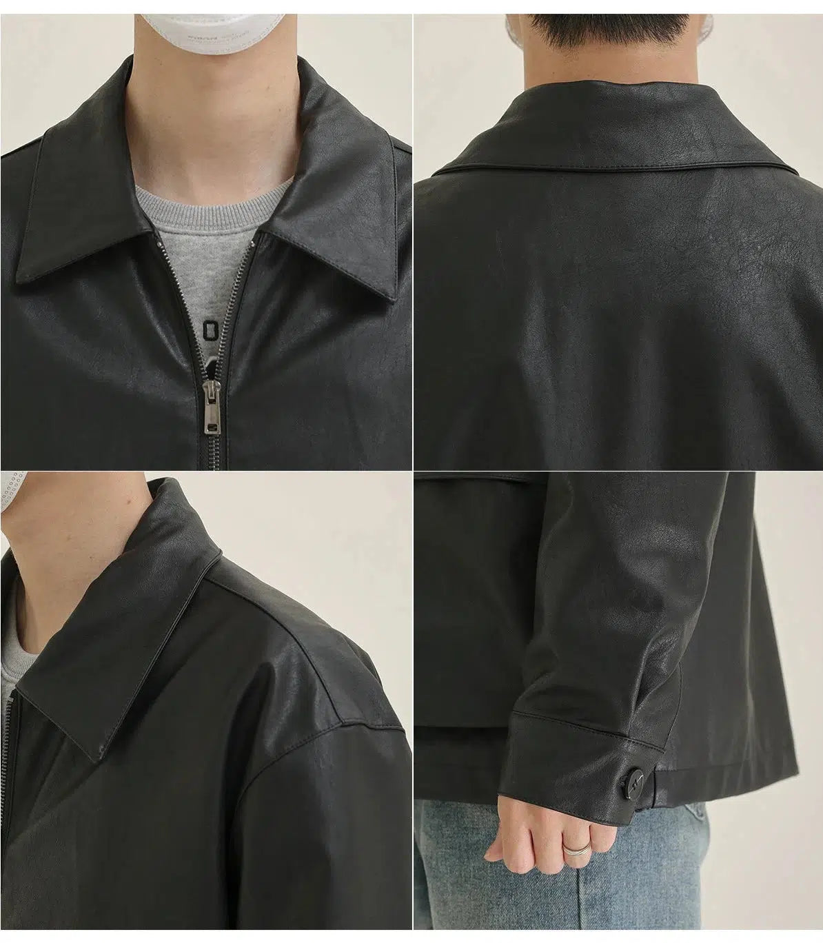 Large Pocket Black Leather Jacket
