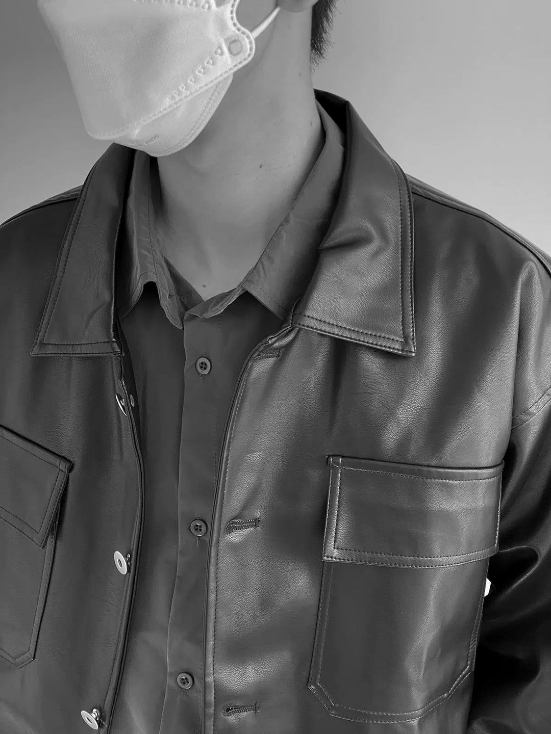 Large Pocket PU Short Leather Jacket