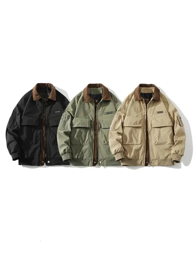Large Pocket Workwear Lapel Jacket