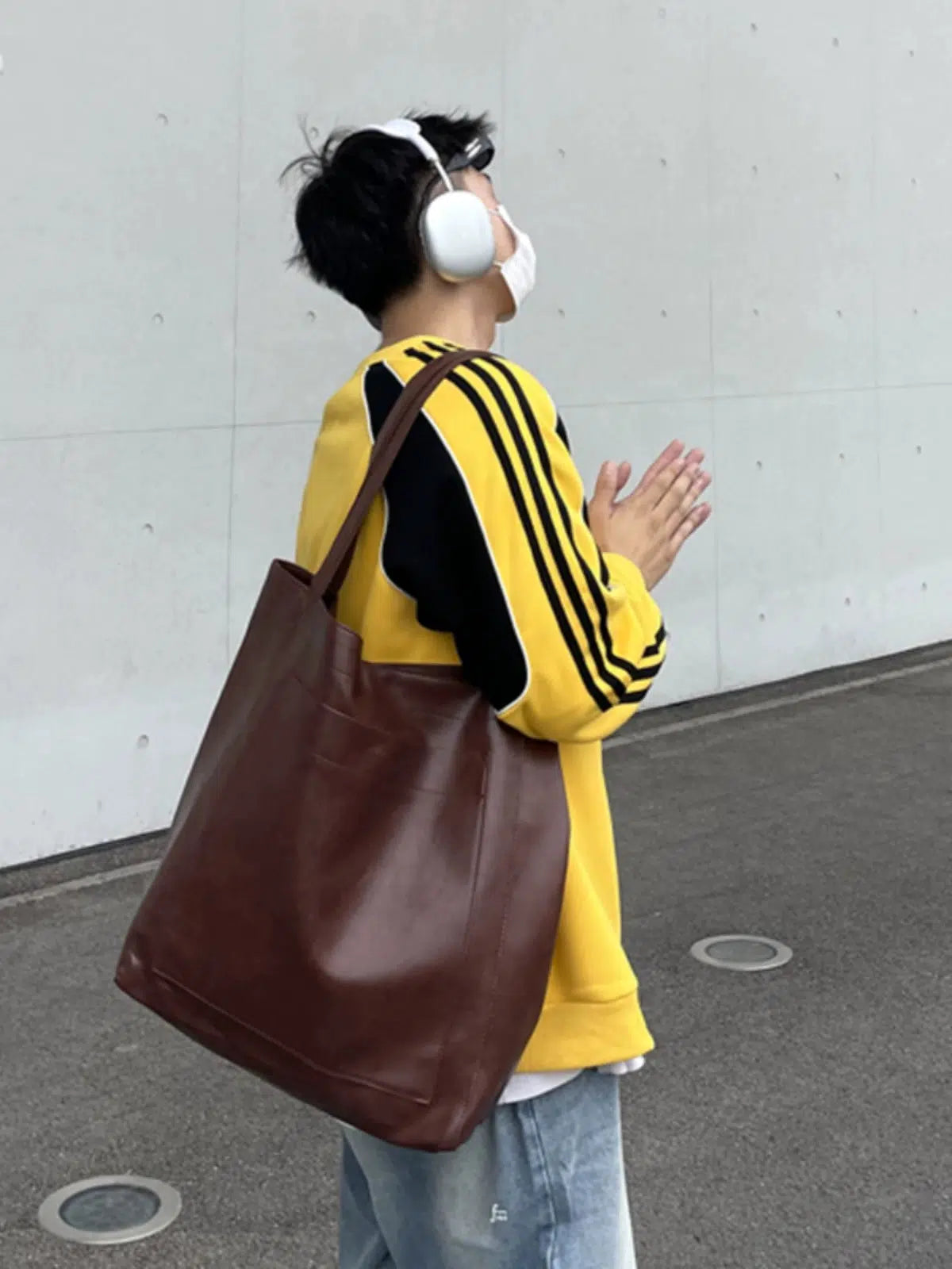 Large Red Leather Tote Bag