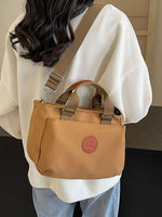 Leather Accents Canvas Tote Shoulder Bag