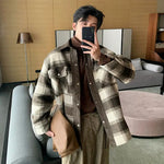 Leather Accents Plaid Jacket