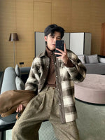 Leather Accents Plaid Jacket