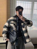 Leather Accents Plaid Jacket