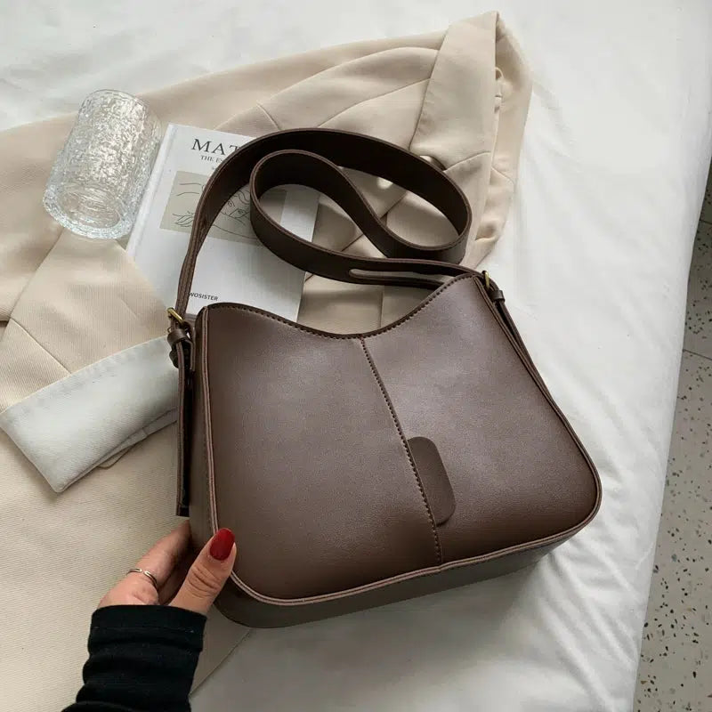 Leather Adjustable Strap Bucket Bag