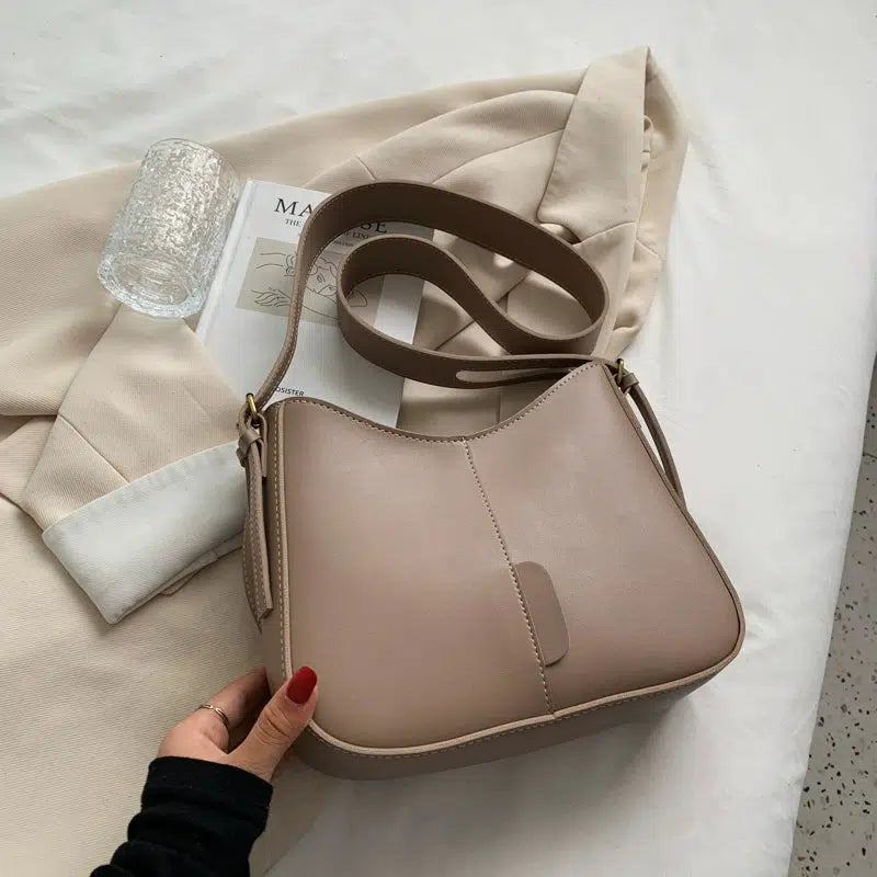 Leather Adjustable Strap Bucket Bag