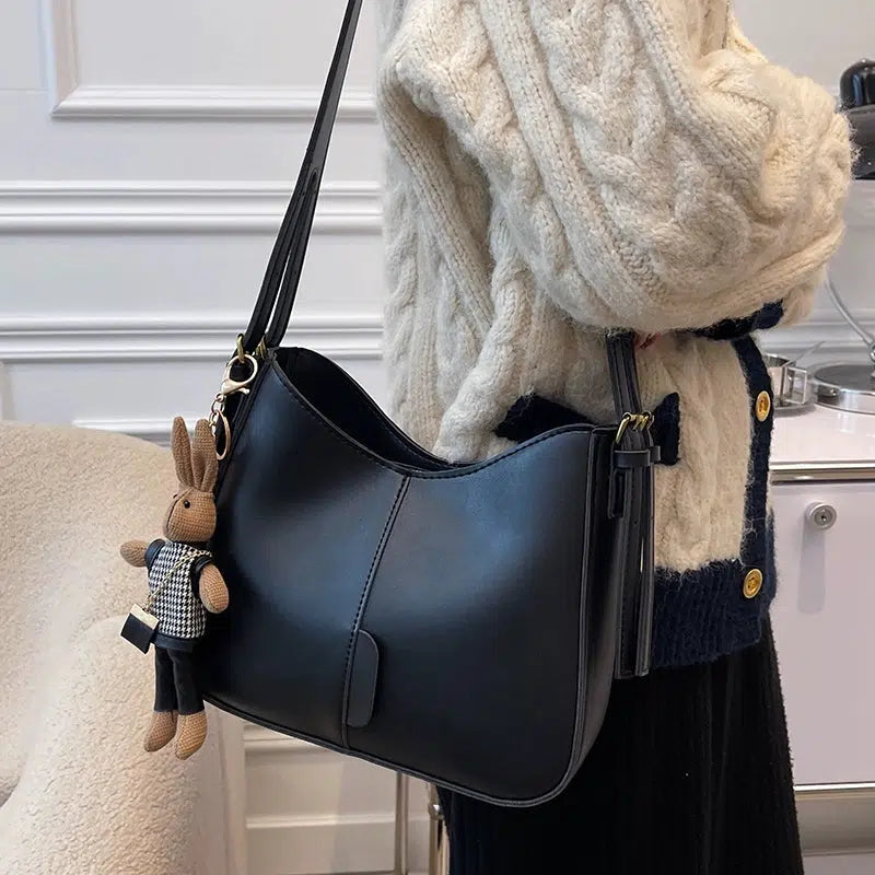 Leather Adjustable Strap Bucket Bag