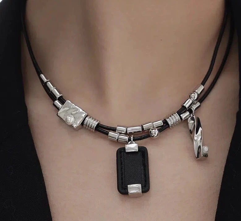 Leather Beaded Necklace