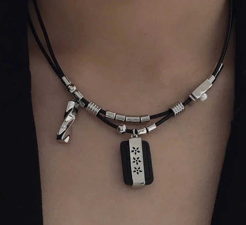 Leather Beaded Necklace