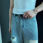 Leather Belt with Cross Charm Buckle