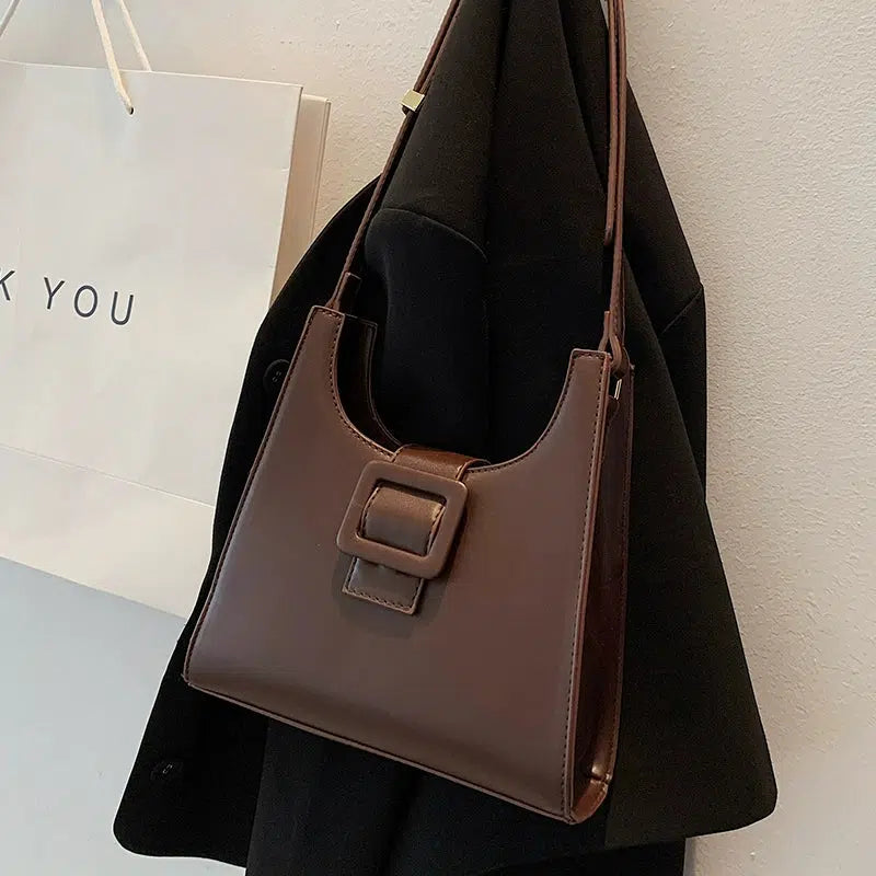 Leather Buckle Shoulder Bag