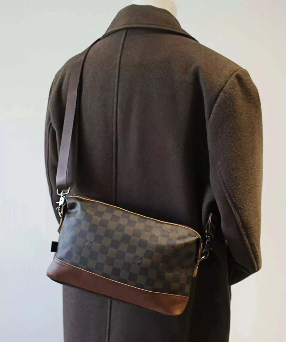 Leather Checkered Shoulder Bag The Korean Fashion