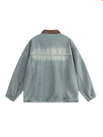 Leather Collar Denim Jacket