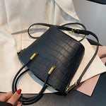 Leather Croc-Embossed Bucket Bag