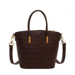 Leather Croc-Embossed Bucket Bag