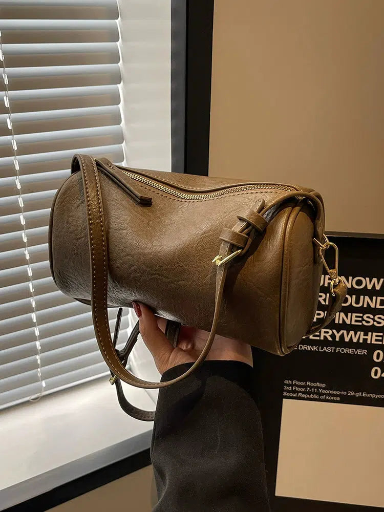 Leather Cylinder Shoulder Bag