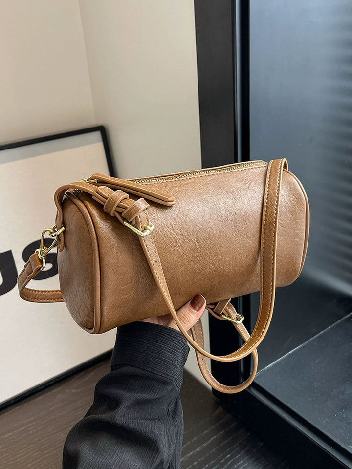 Leather Cylinder Shoulder Bag