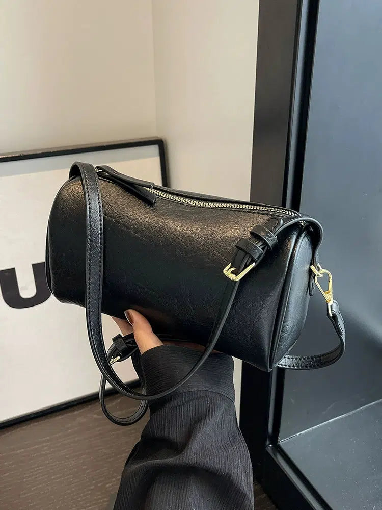 Leather Cylinder Shoulder Bag