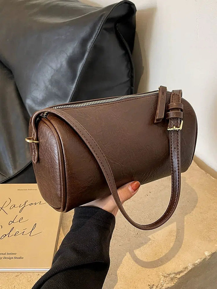 Leather Cylinder Shoulder Bag