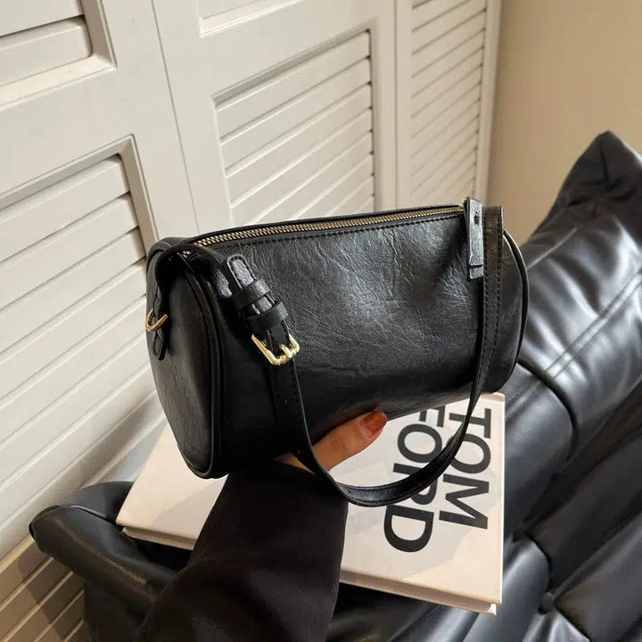 Leather Cylinder Shoulder Bag