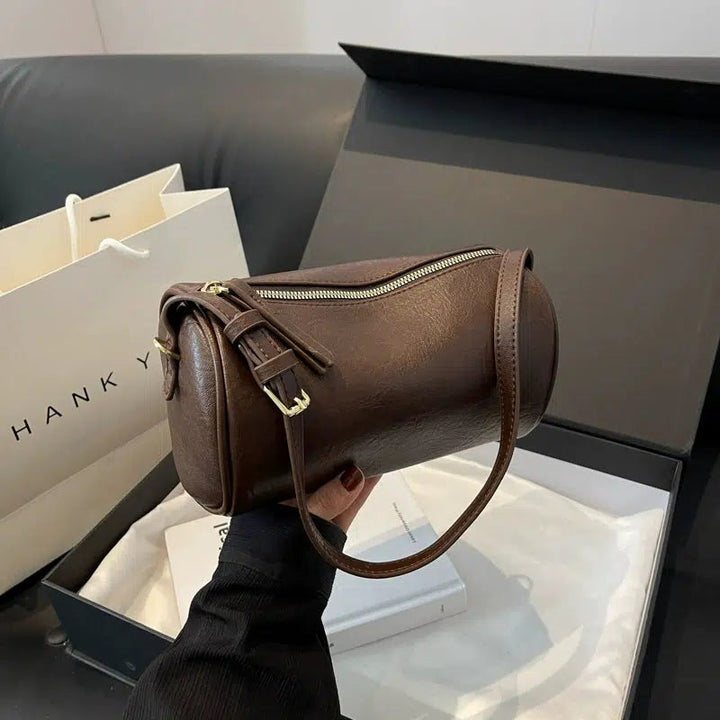 Leather Cylinder Shoulder Bag