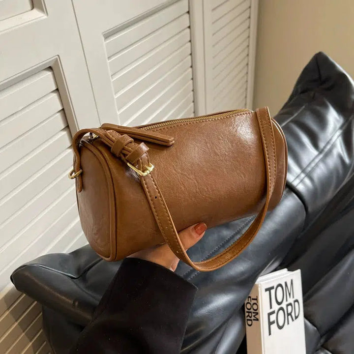 Leather Cylinder Shoulder Bag