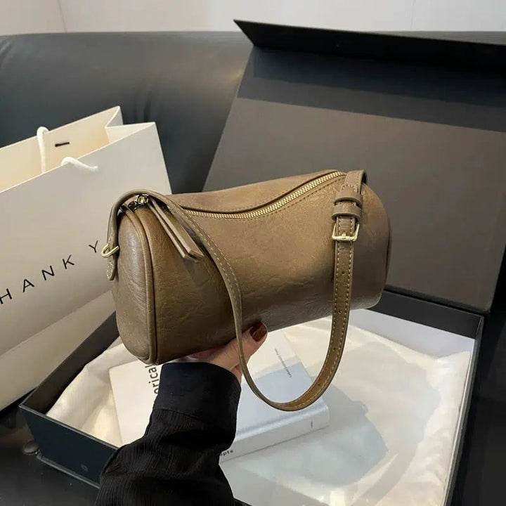 Leather Cylinder Shoulder Bag