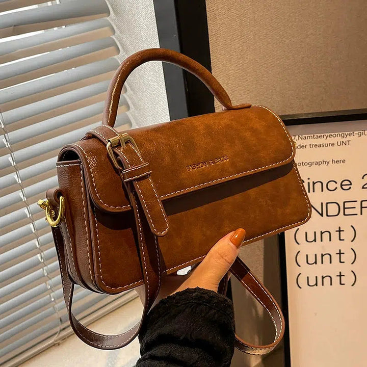 Leather Handle Small Square Bag