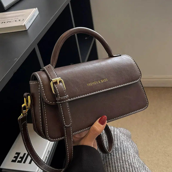 Leather Handle Small Square Bag