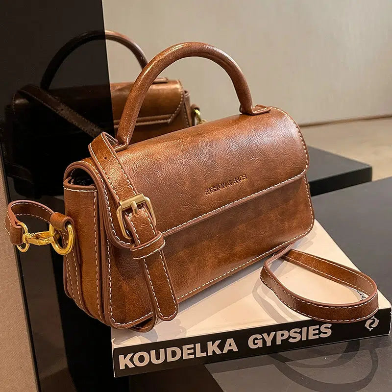 Leather Handle Small Square Bag