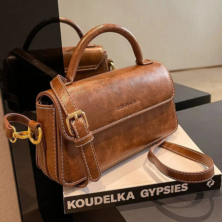 Leather Handle Small Square Bag