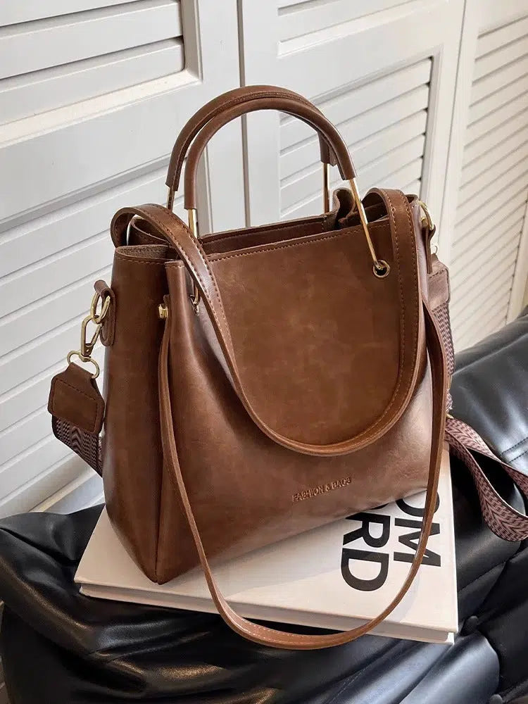 Leather Shoulder Strap Tote Bag