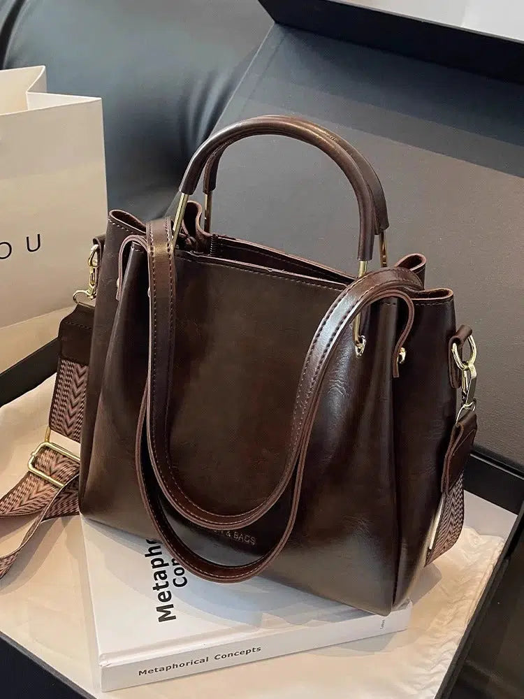 Leather Shoulder Strap Tote Bag