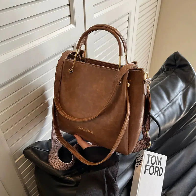 Leather Shoulder Strap Tote Bag