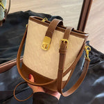 Leather-Trim Bucket Shaped Bag