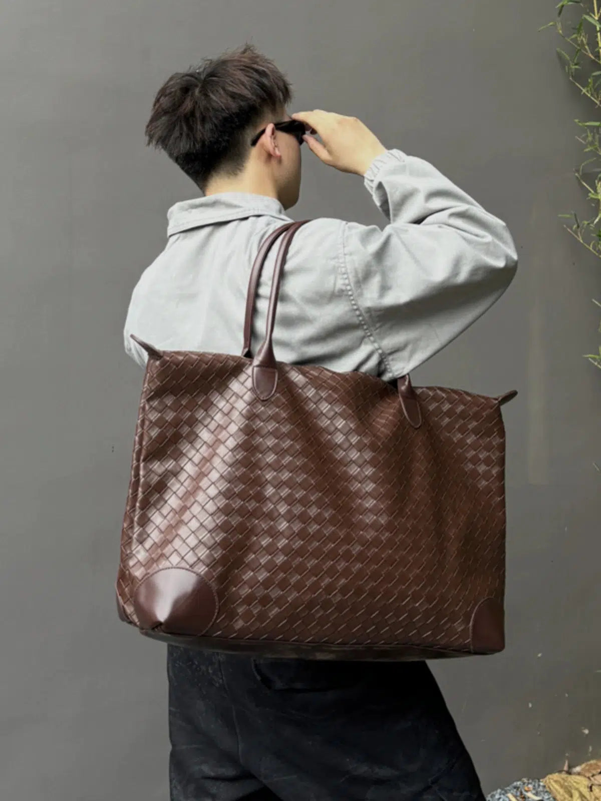 Leather Woven Large Capacity Tote Bag